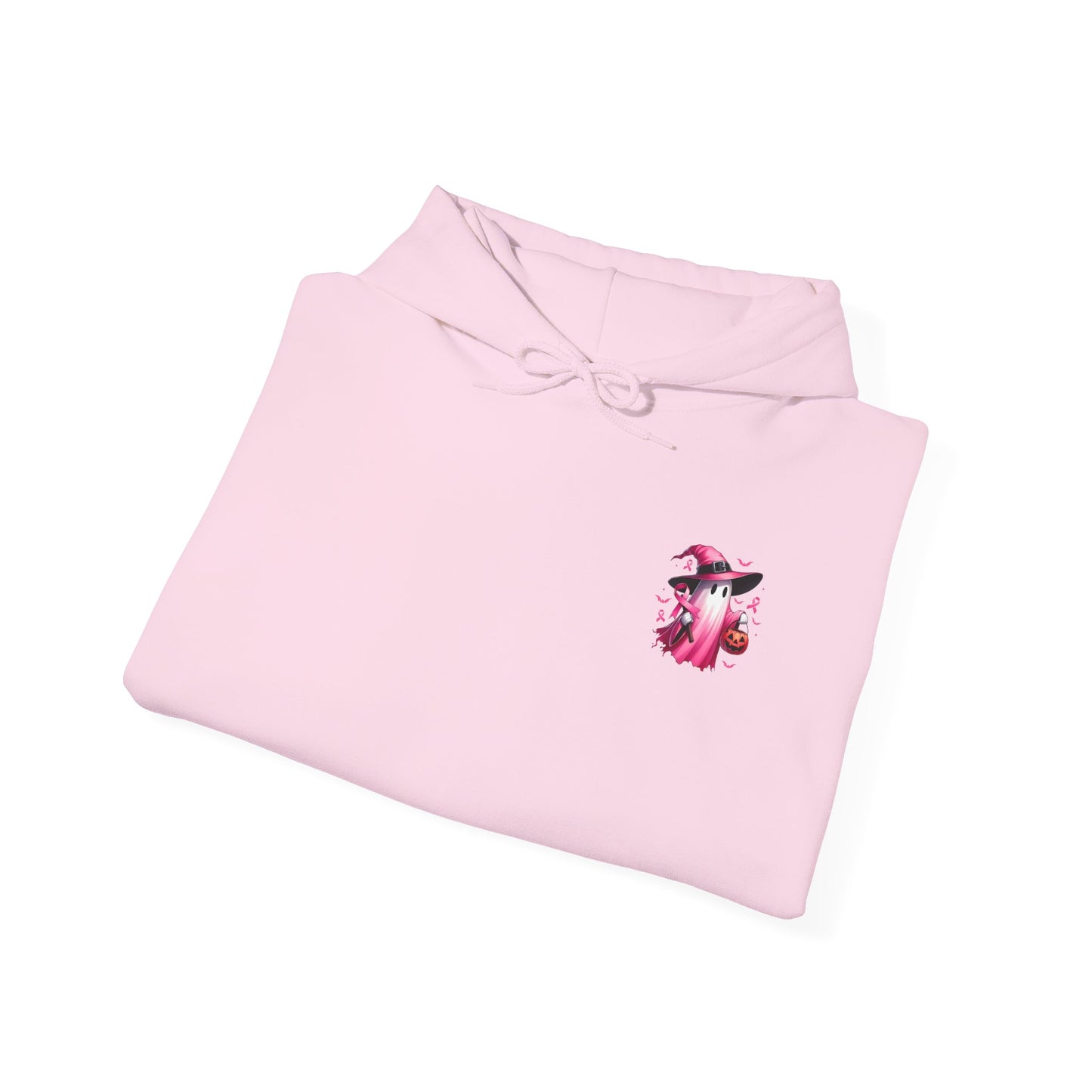 In October We Wear Pink - Cute Ghost - Front & Back Design • Breast Cancer Awareness Hoodie