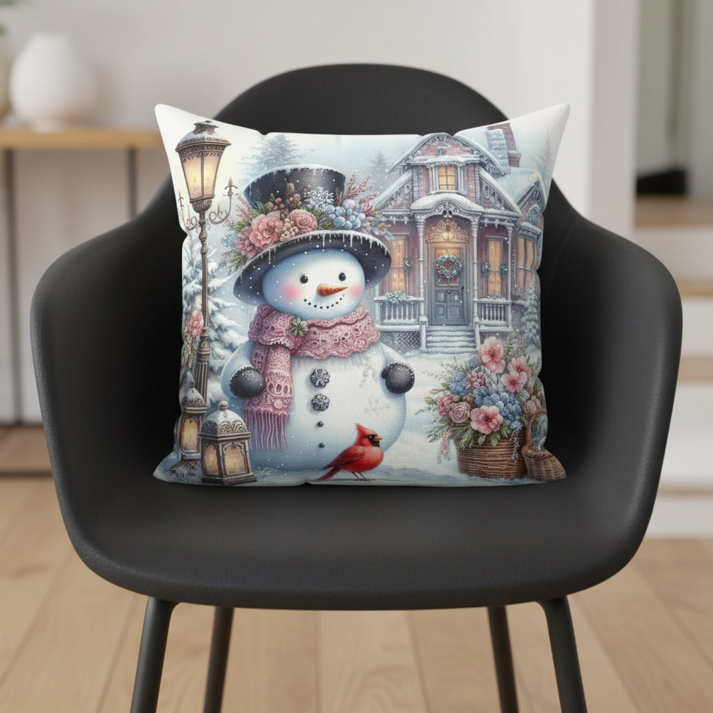 Cozy Winter Snowman Pillow