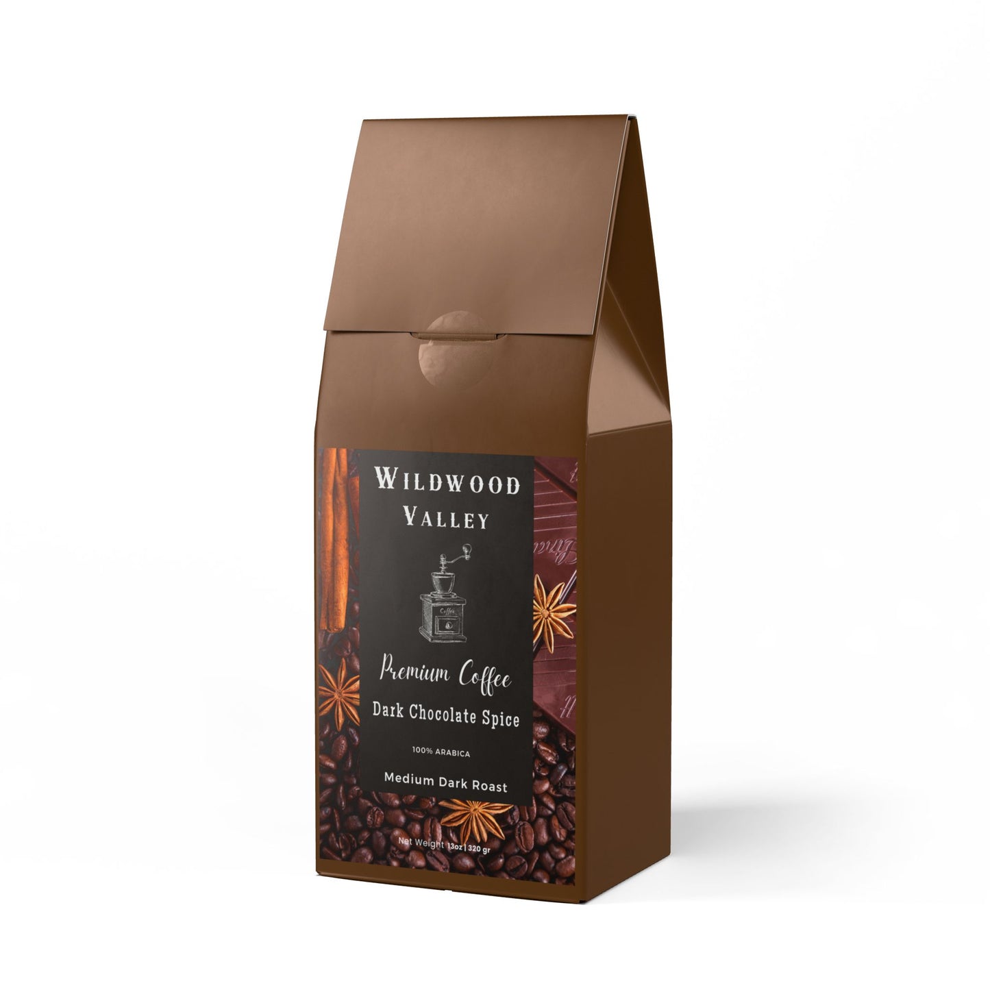 Dark Chocolate Spice Coffee Blend (Medium-Dark Roast) 12oz
