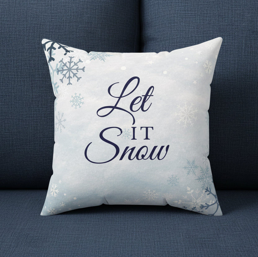 Let It Snow Faux Suede Pillow