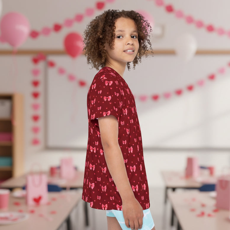 Kids Pink Hearts and Ribbons Tshirt