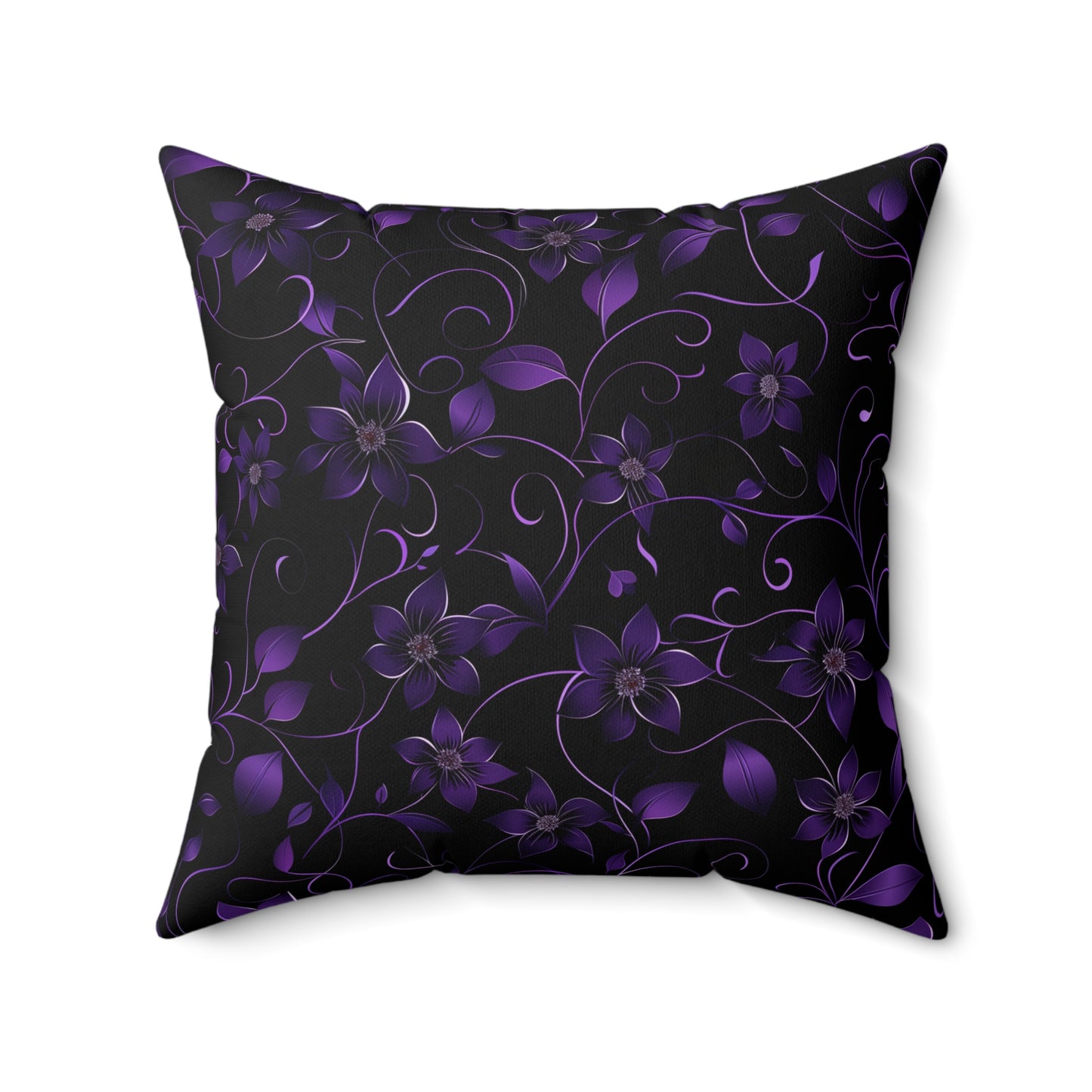 Purple Floral Faux Suede Throw Pillow