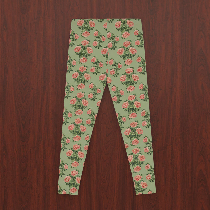 Floral Pink Rose Leggings