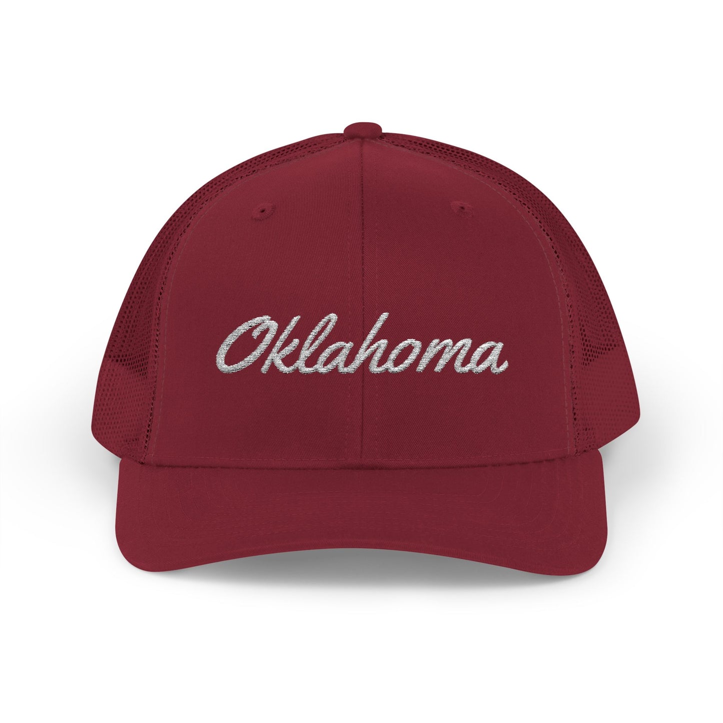 Oklahoma White Embroidered Mesh Back Baseball Cap