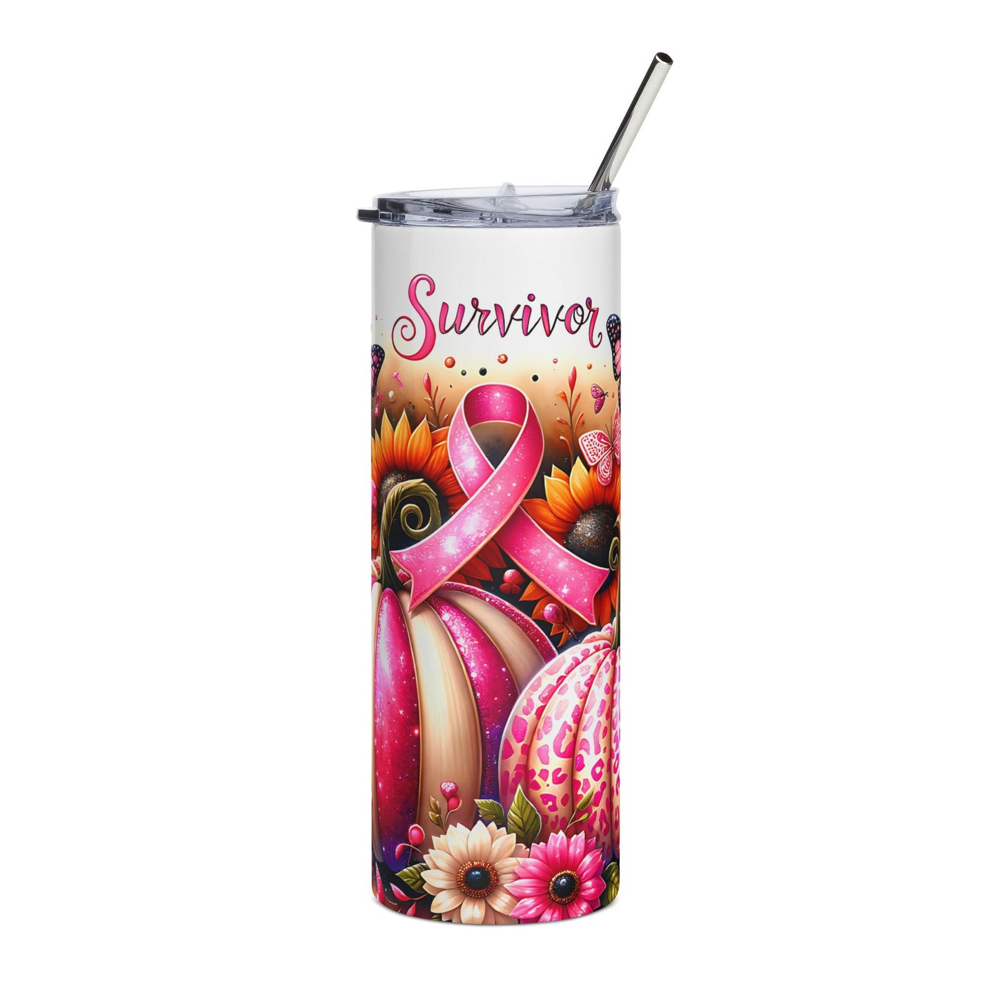 Fall Themed Cancer Survivor 20oz Stainless Steel Tumbler