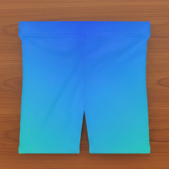 Blue Gradient Bike Shorts — Women's Ombre Activewear
