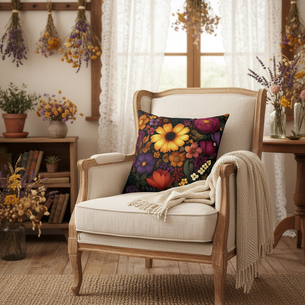Twilight Garden Faux Suede Pillow