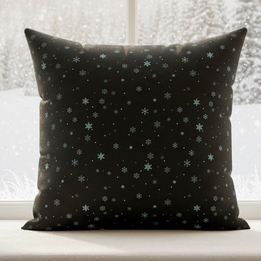 Midnight Snowflakes Faux Suede Pillow