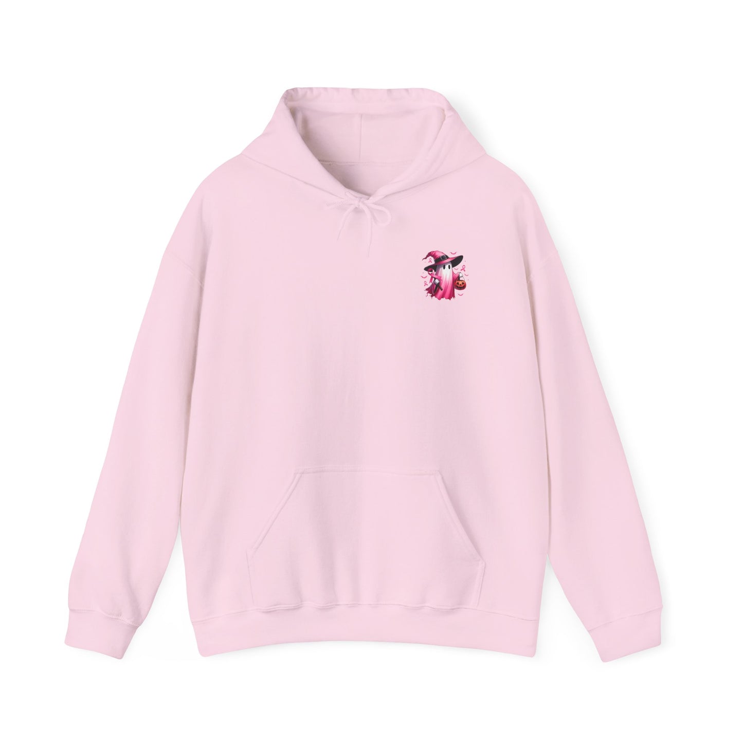 In October We Wear Pink - Cute Ghost - Front & Back Design • Breast Cancer Awareness Hoodie