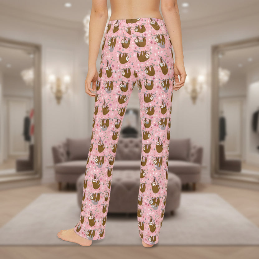 Kids Pink Sloth Pajama Pants