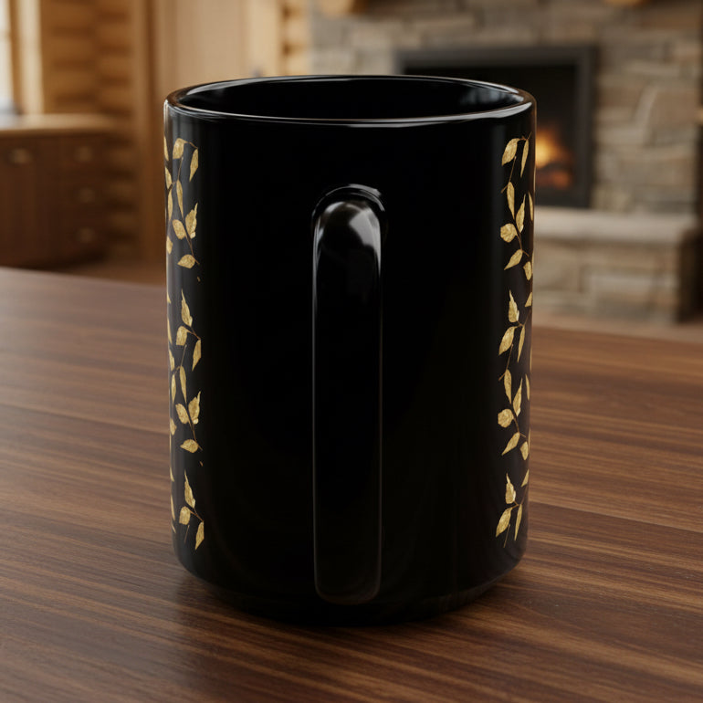 Black Gold Leaf Mug (11oz & 15oz)