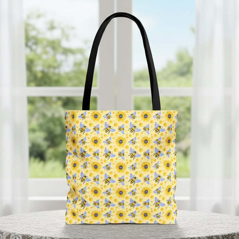 Sunflowers and Bees Tote Bag