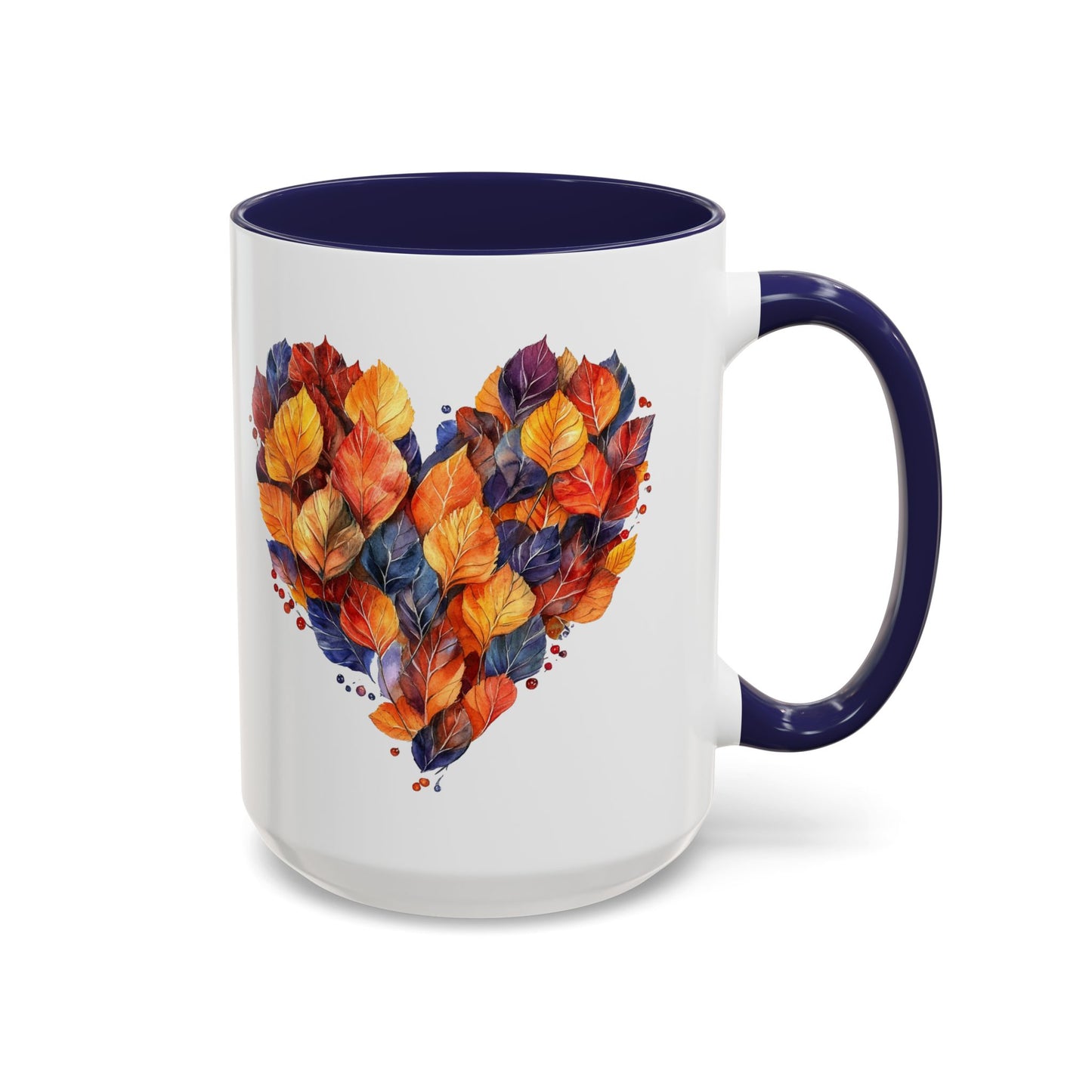 Autumn Leaf Heart Accent Coffee Mug | 11oz or 15oz