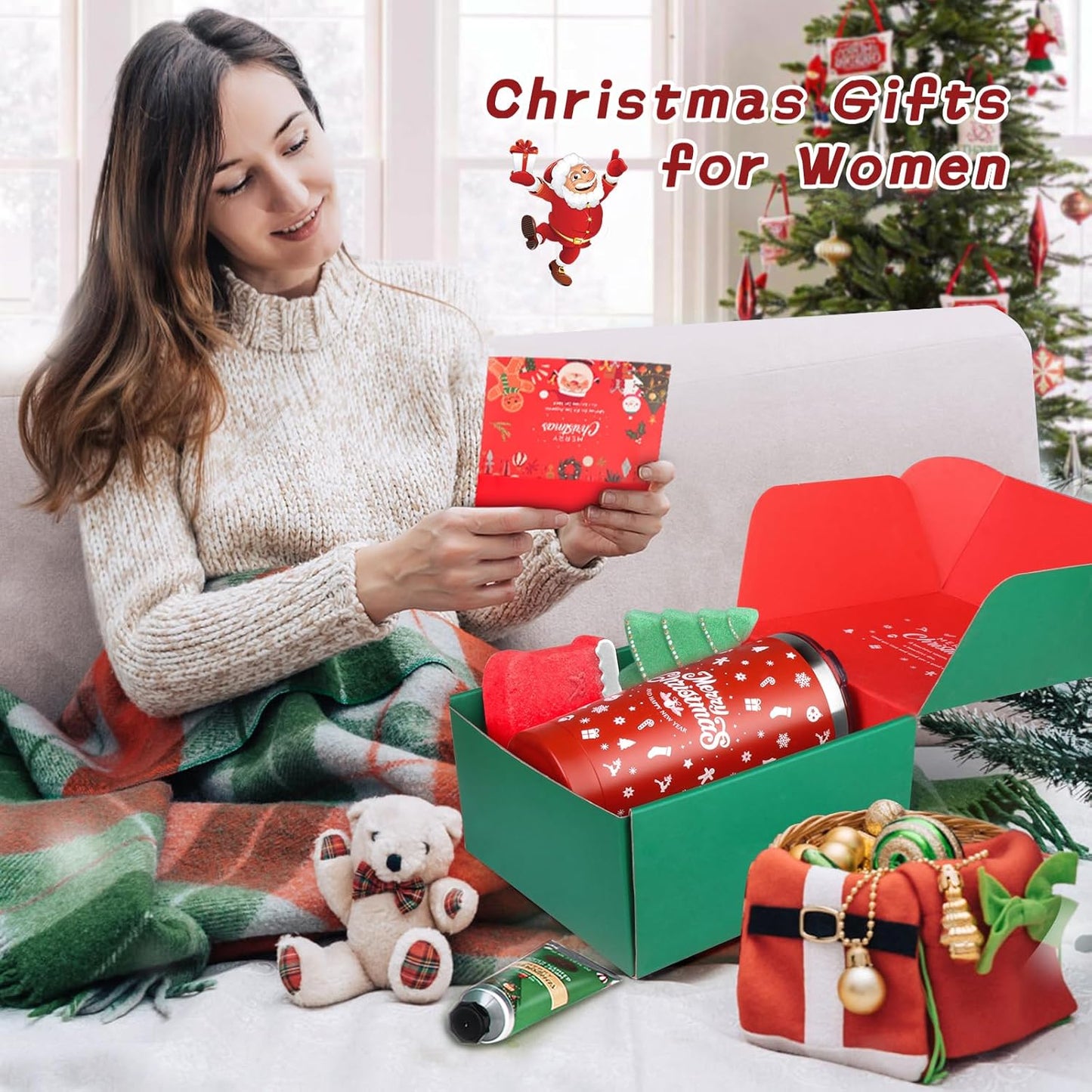 Gifts Set for Women - Christmas Basket Gift Set, Ideas Relaxing Spa Gift Basket Set for Women, Bath and Body Works Gift Set for Her, Mom, Wife, Girlfriend, Sister, Coworker, Teacher, Nurse