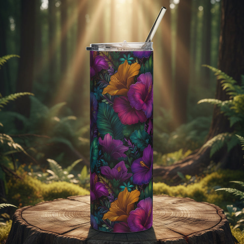 Purple Hibiscus 20oz Floral Stainless Tumbler