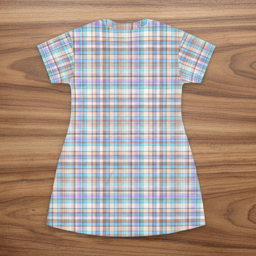 Pastel Plaid T-Shirt Dress