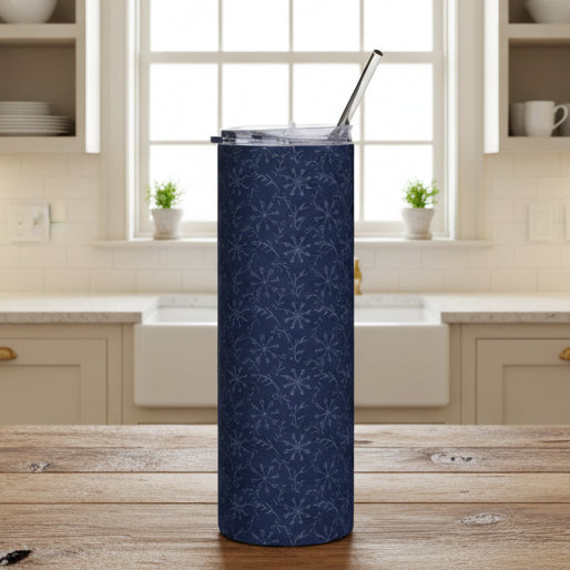 Navy Snowflake 20oz Stainless Steel Tumbler