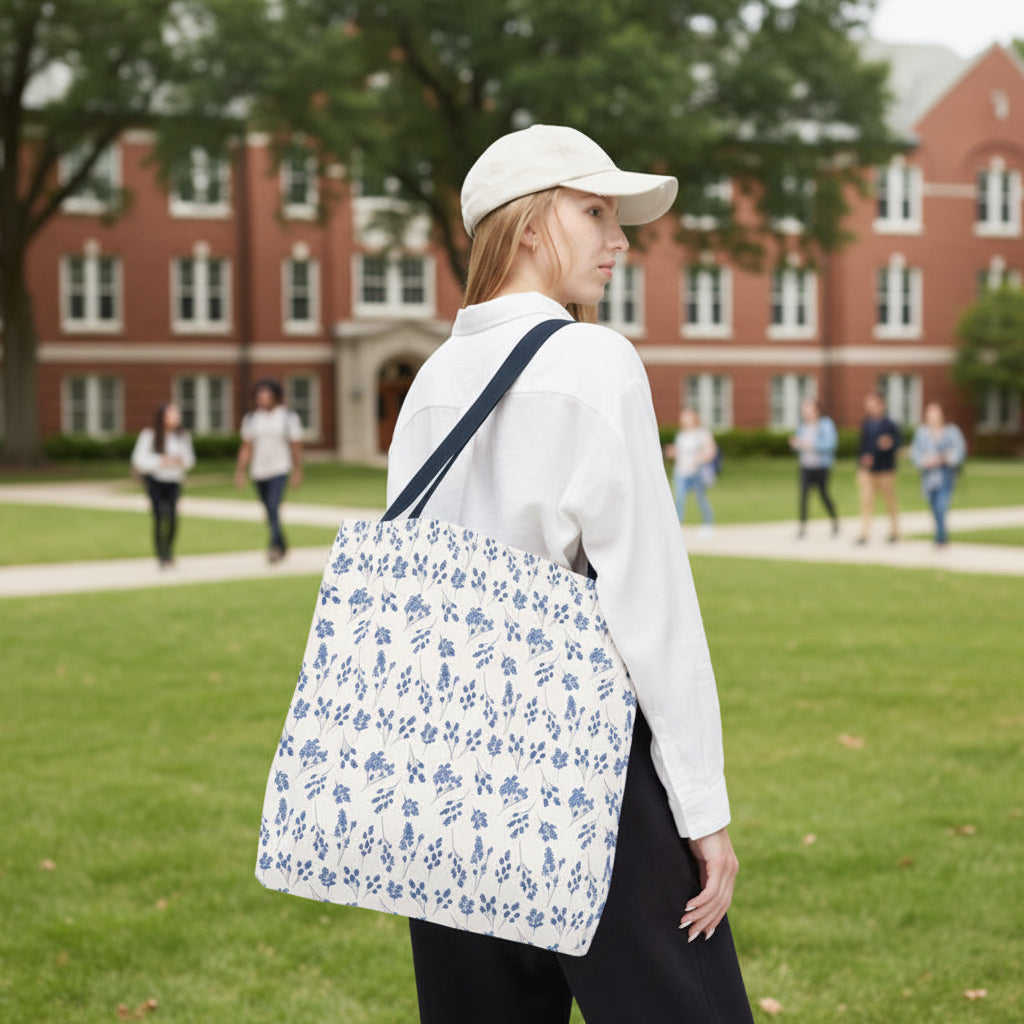 Blue Floral Tote Bag