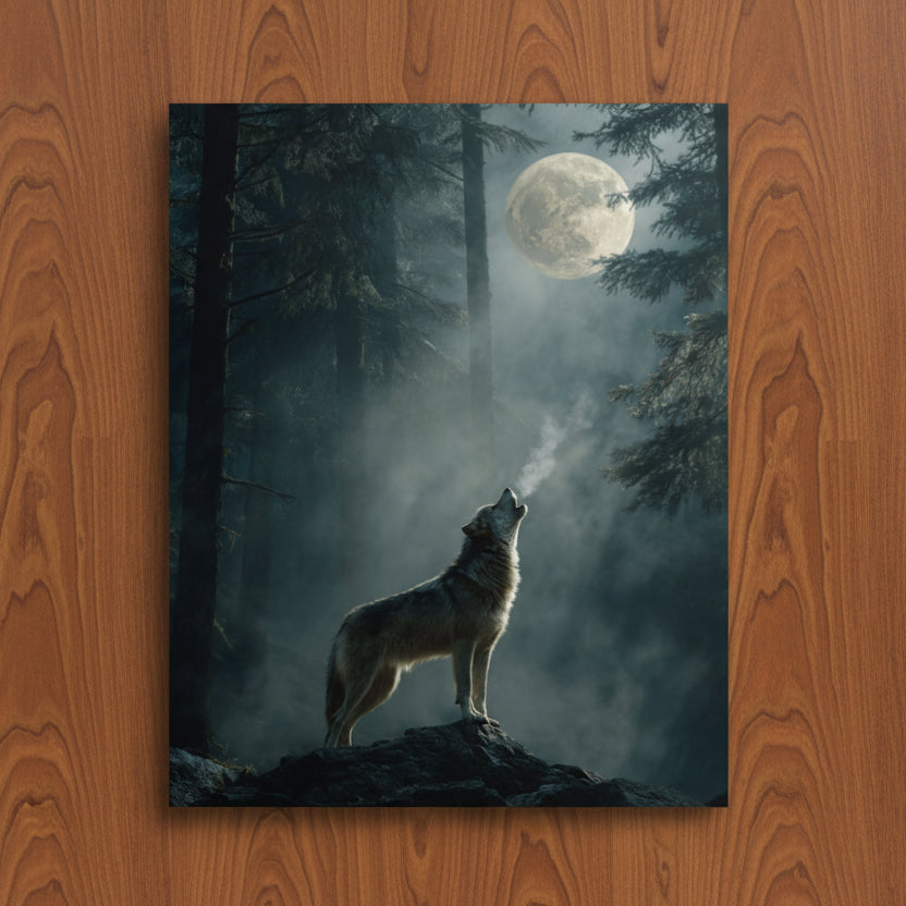 Nashoba’s Call – Howling Wolf Under the Moon Poster | Wildwood Art Print