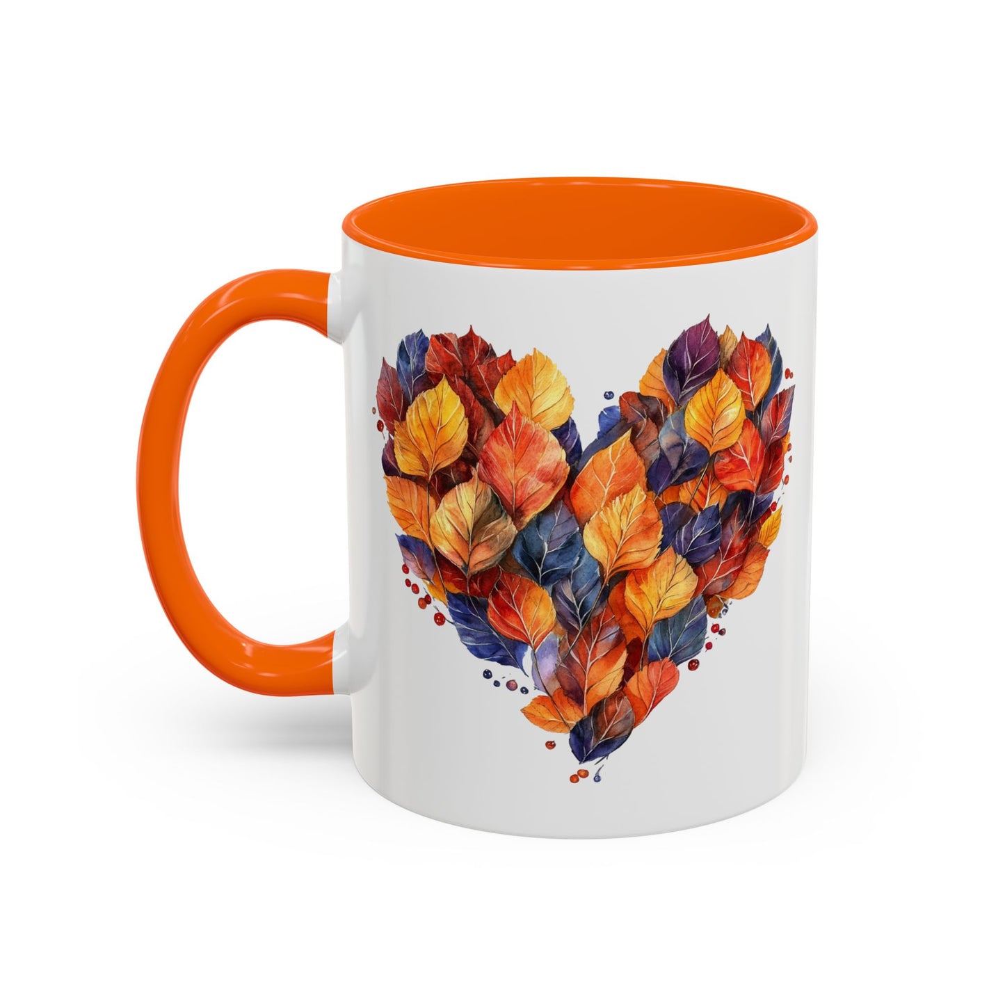 Autumn Leaf Heart Accent Coffee Mug | 11oz or 15oz