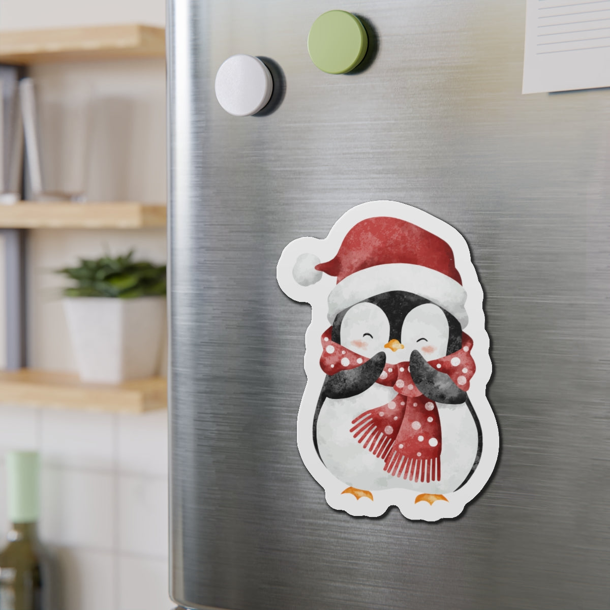 Penguin with Polka-Dot Scarf Fridge Magnet