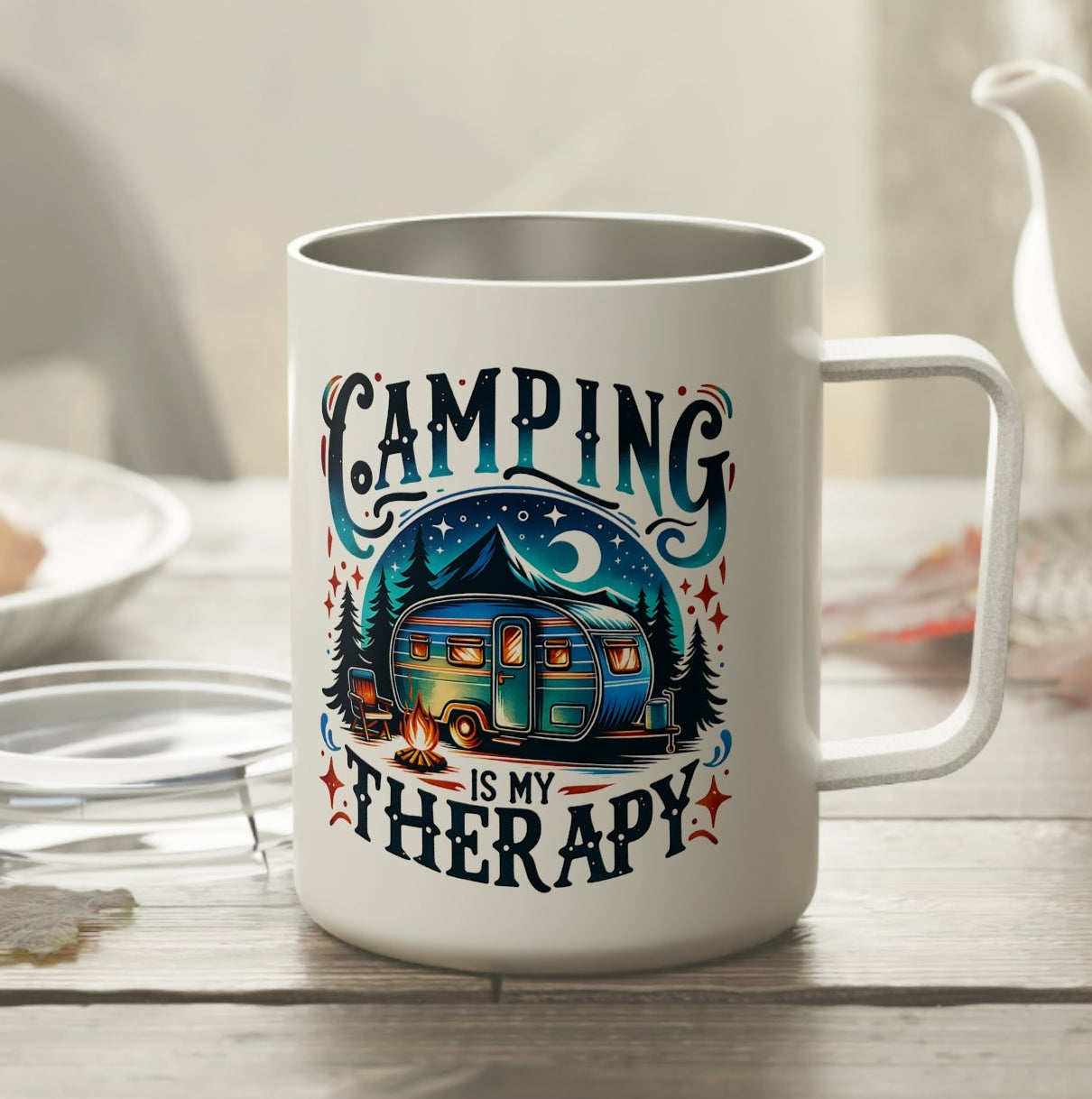 Camping Therapy 10oz Insulated Coffee Mug