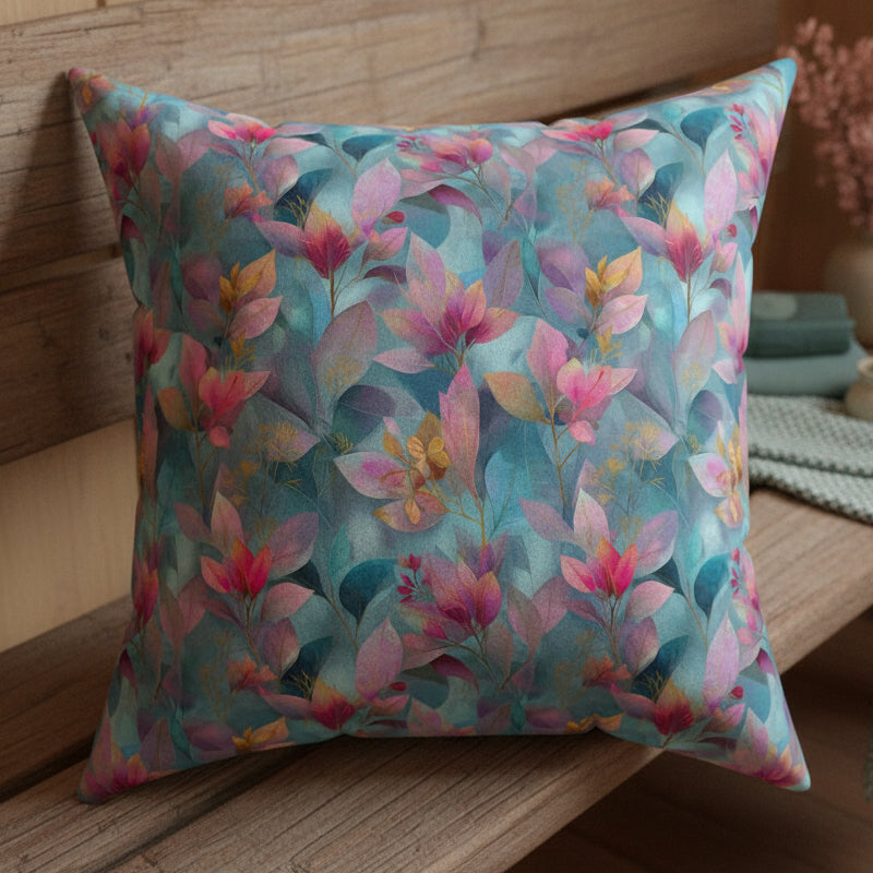 Floral Watercolor Faux Suede Pillow