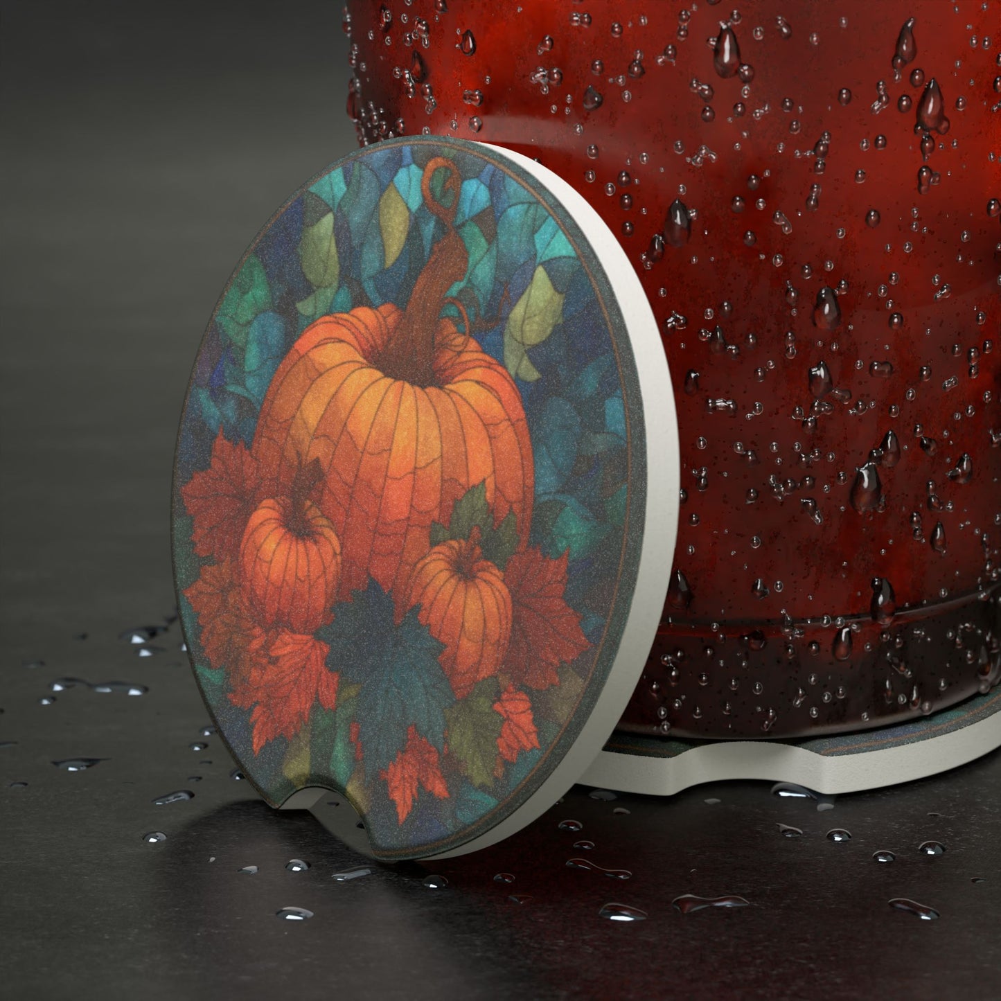 Autumn Pumpkin Soapstone Car Coaster