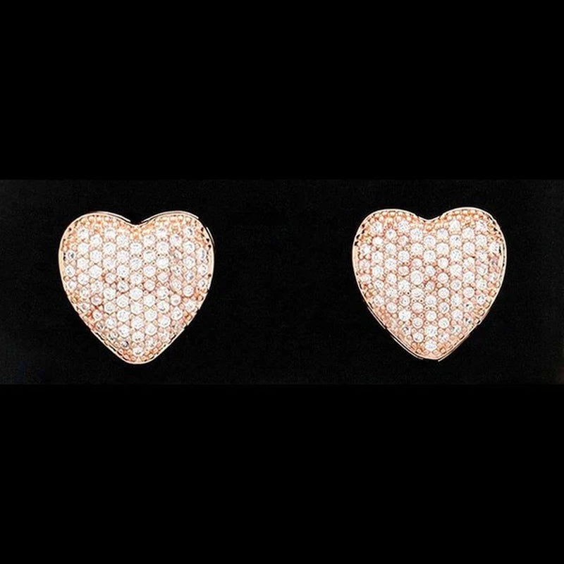 Shimmering Cubic Zirconia Heart Stud Earrings