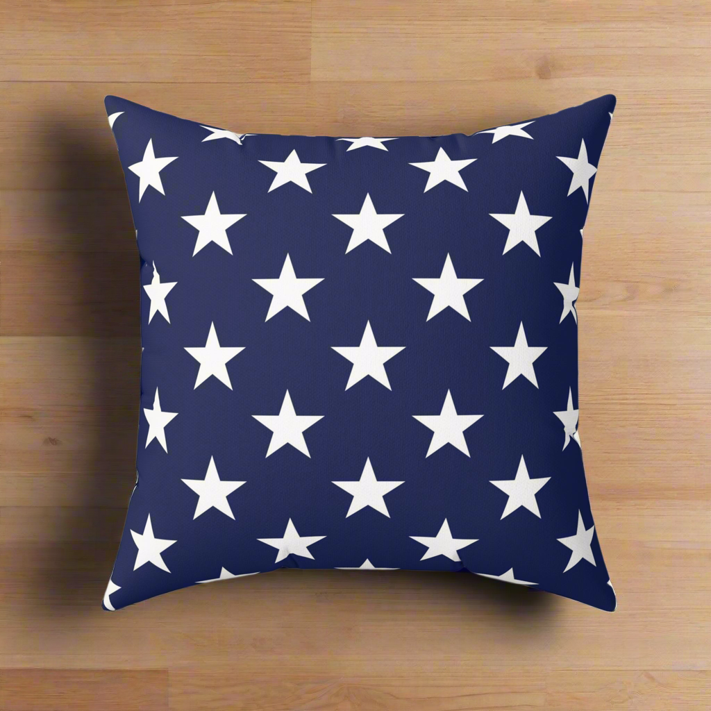 USA Flag Navy Star Faux Suede Pillow