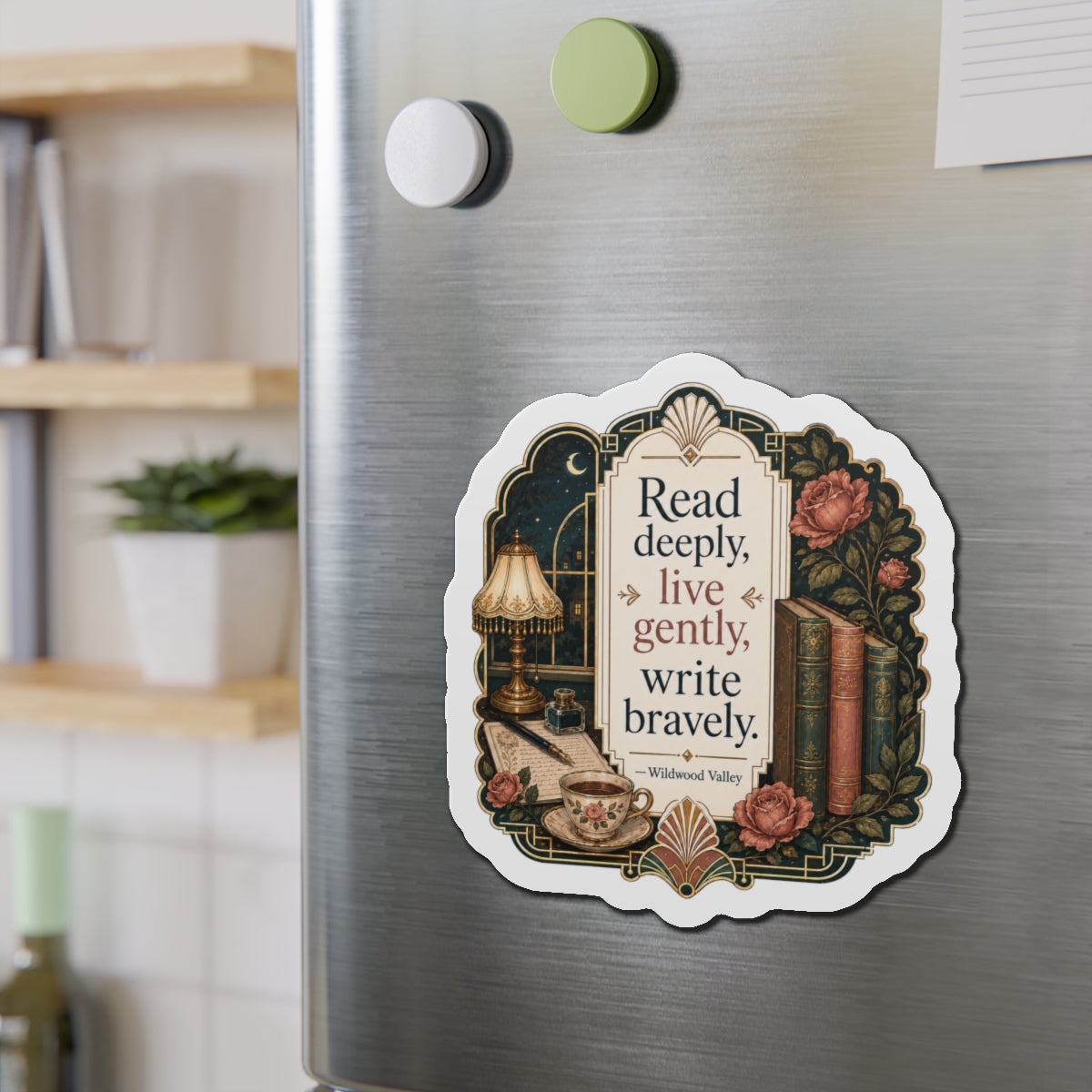 Read Deeply Live Gently Magnet — Literary Vintage Die-Cut Magnet