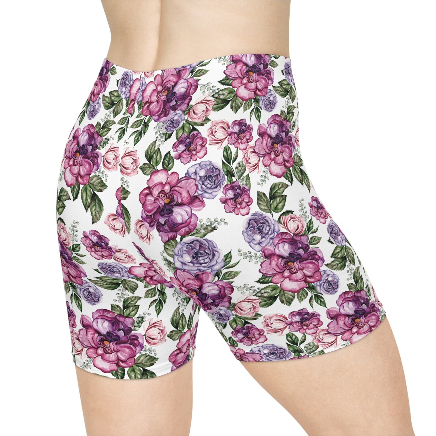 Watercolor Roses Bike Shorts | Floral Activewear