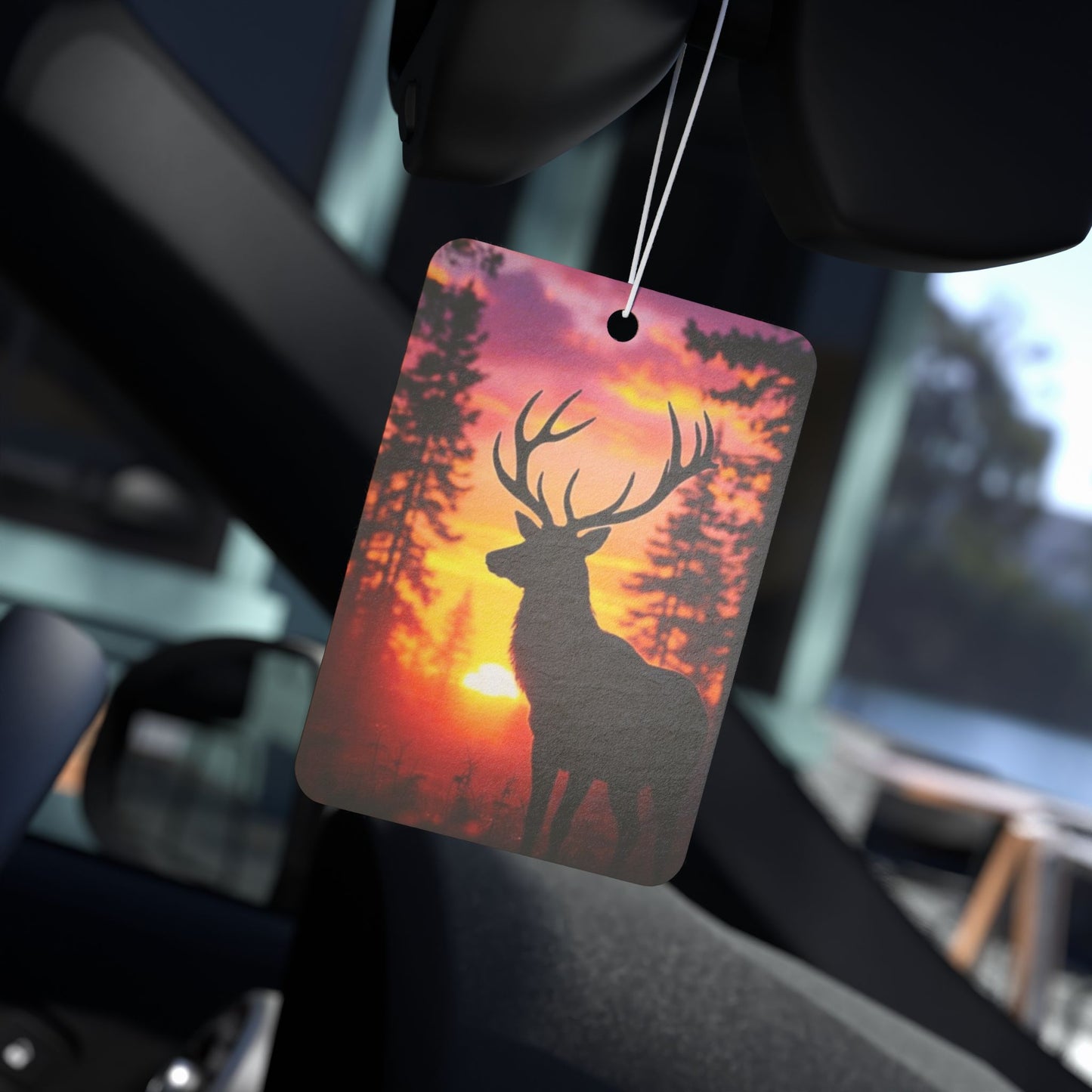 Deer Sunset Car Air Freshener — Woodland Scented Hanging Ornament