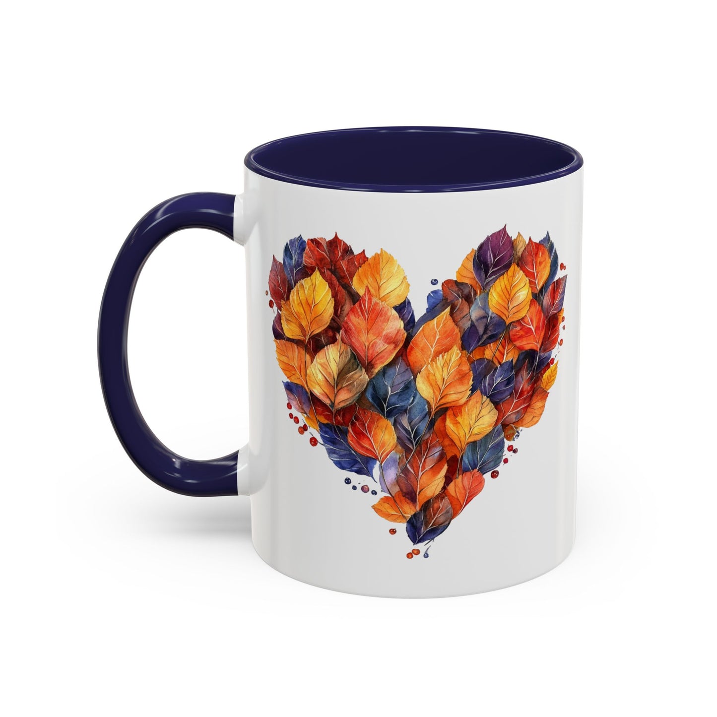 Autumn Leaf Heart Accent Coffee Mug | 11oz or 15oz