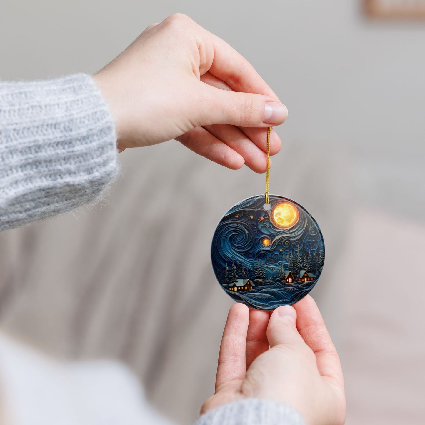 Midwinter Sky Ceramic Christmas Ornament