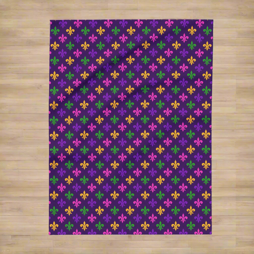 Mardi Gras Fleur-de-Lis Fleece Blanket