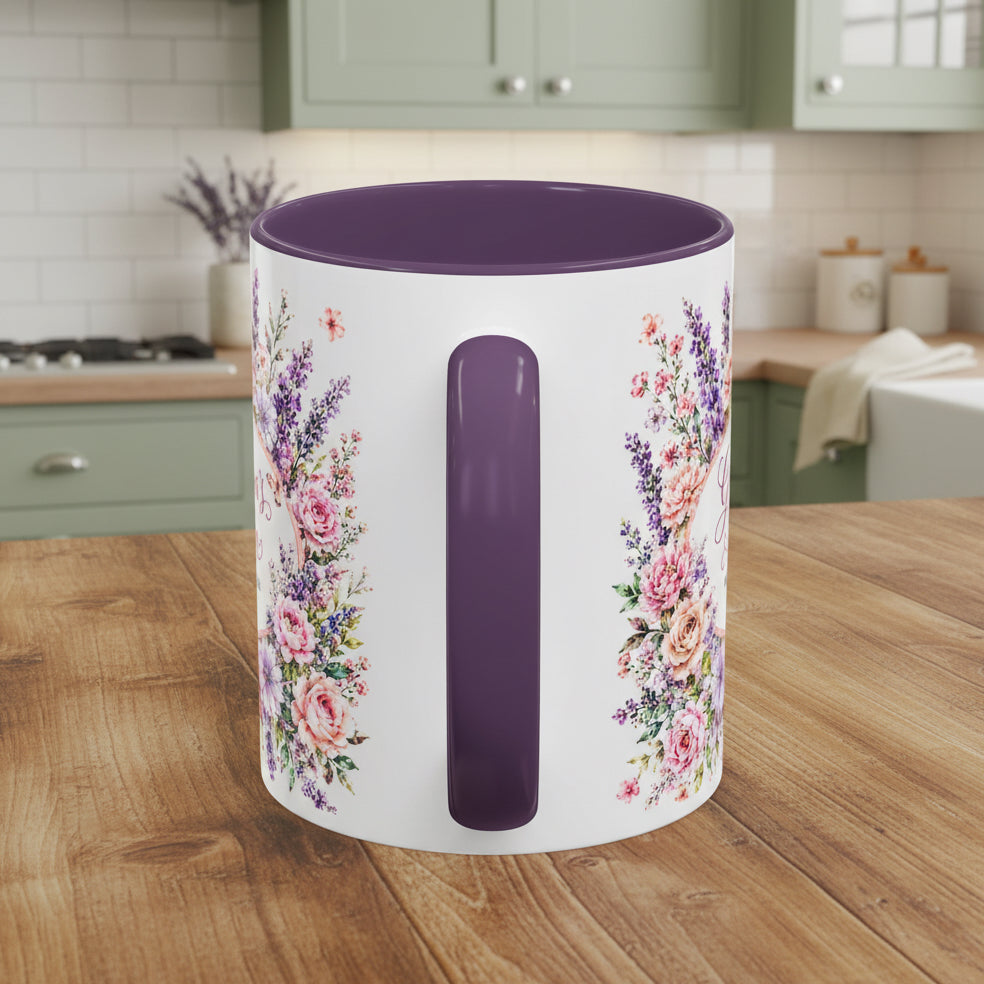 Grandma’s Garden Floral Accent Coffee Mug