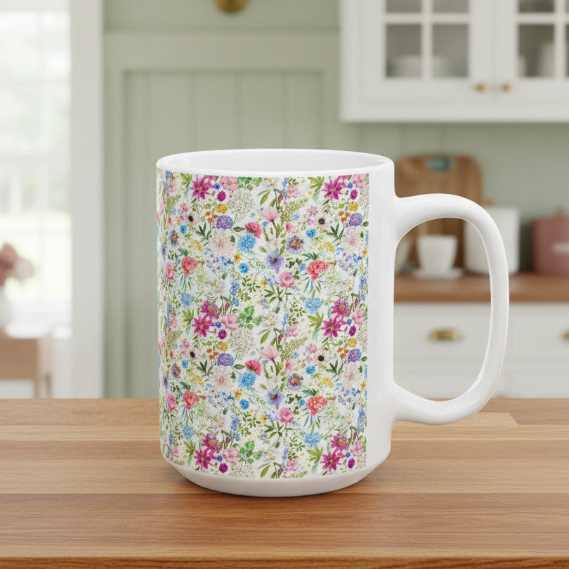 Floral Garden Ceramic Mug, (11oz, 15oz)