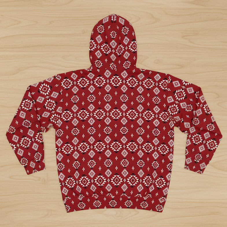 Crimson Tribal Motif Hoodie
