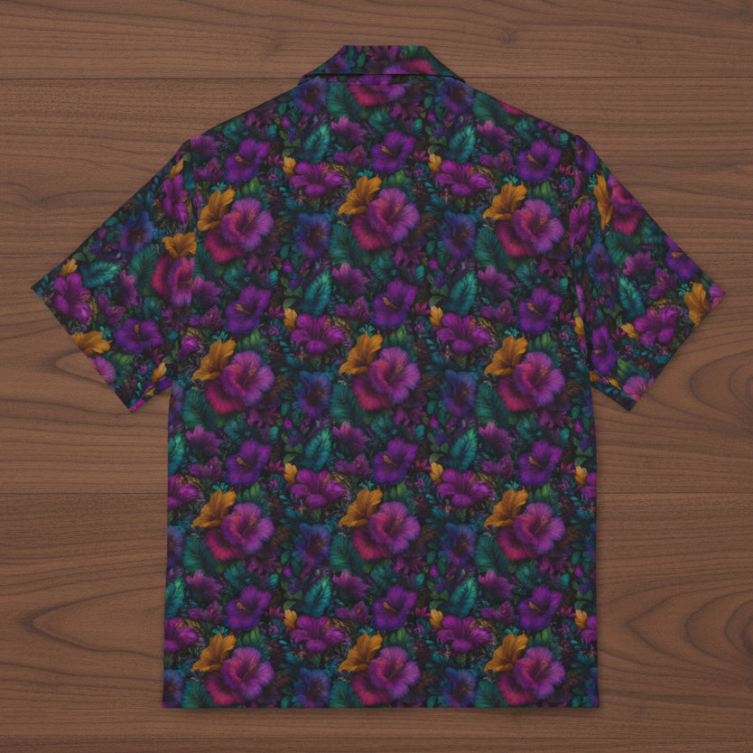 Men's Purple Hibiscus Hawaiian Camp Shirt