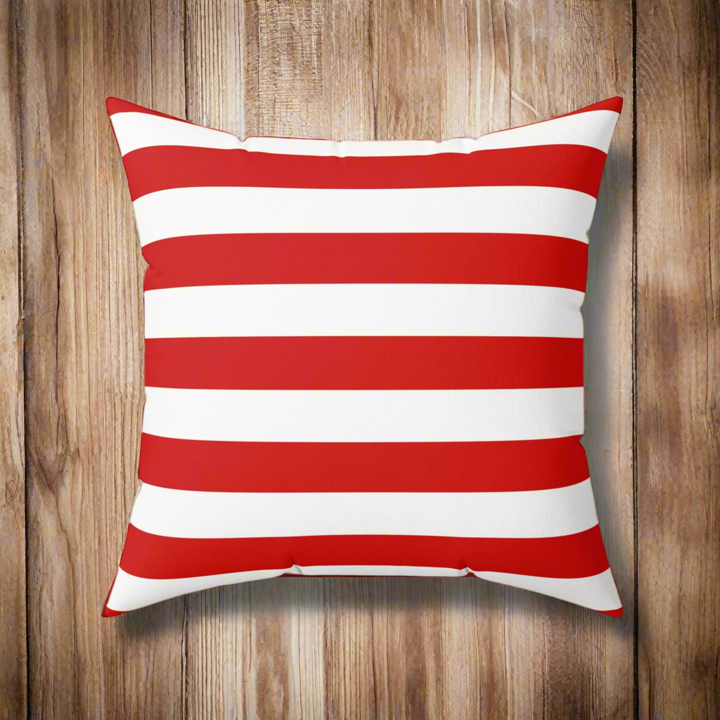 USA Flag Red & White Stripe Faux Suede Pillow