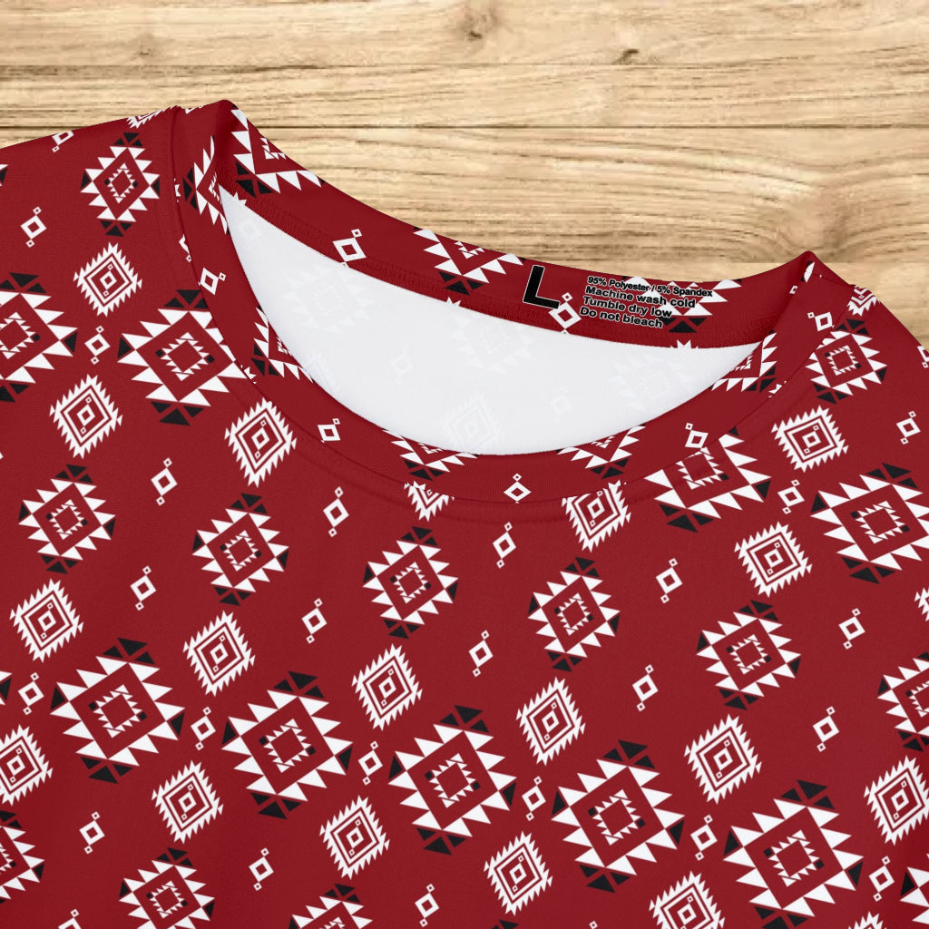 Crimson Tribal Motif Women's T-Shirt