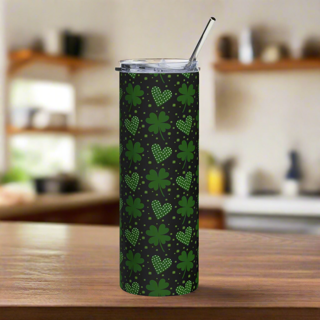 St. Patrick’s Four Leaf Clovers & Hearts 20oz Stainless Steel Tumbler