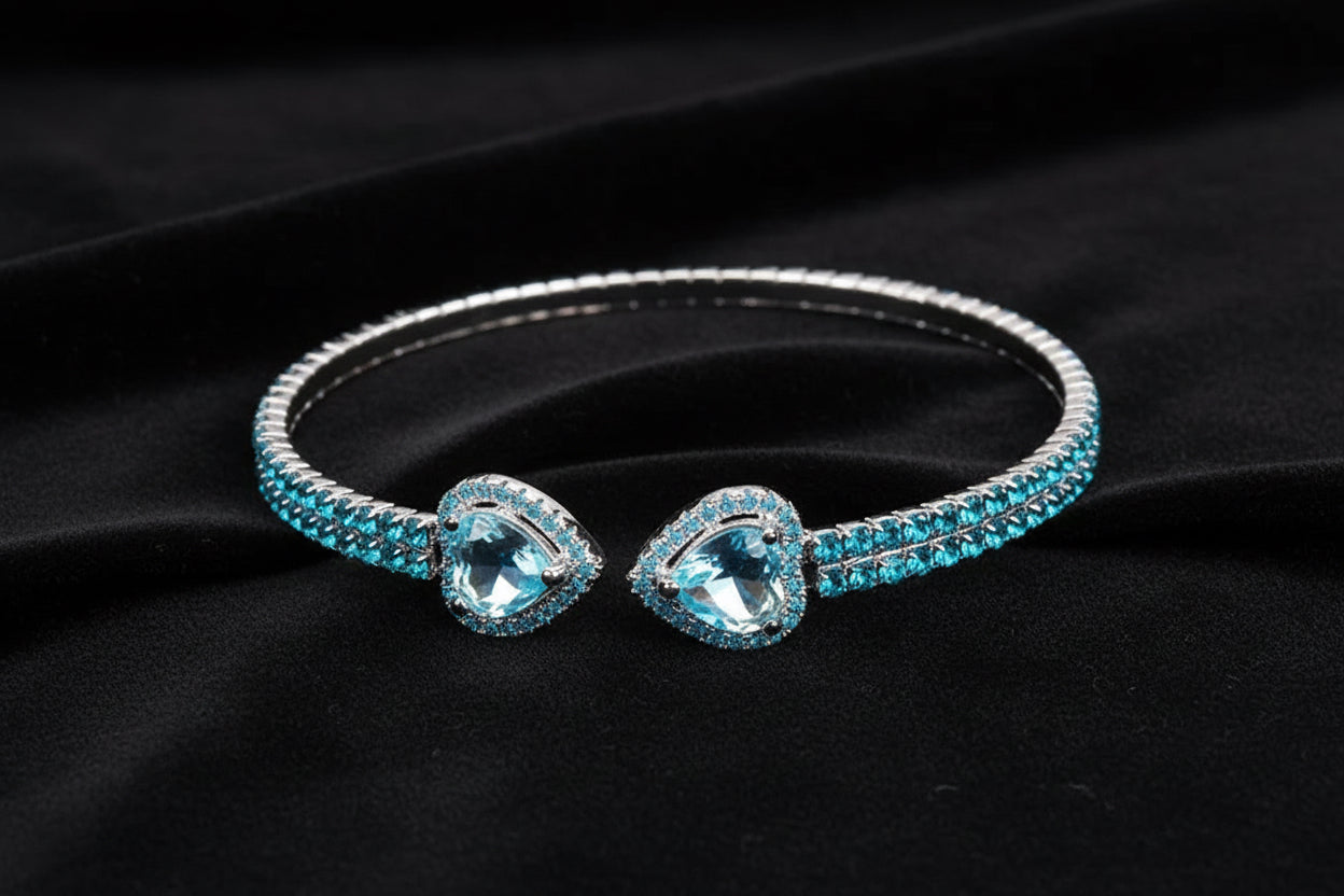 Double Heart End Rhinestone Spring Wrap Bracelet