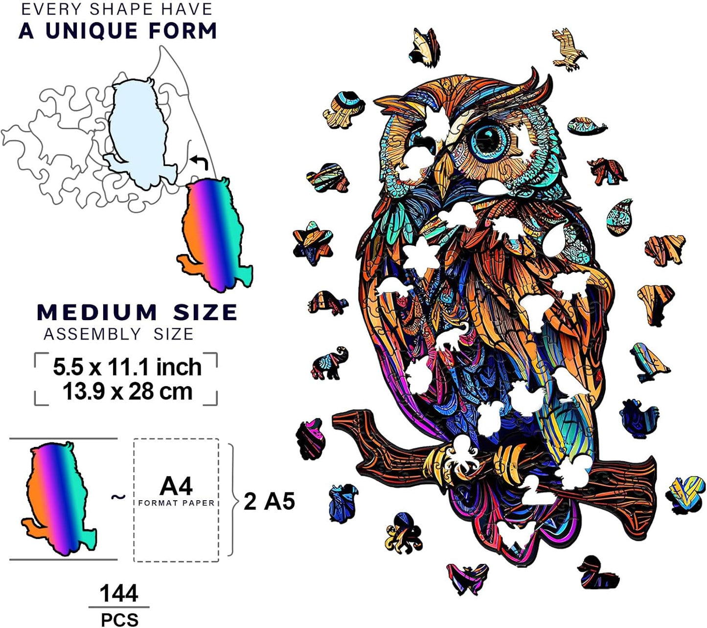 Wooden Owl Puzzle – Whimsical, Colorful & Wonderfully Crafted