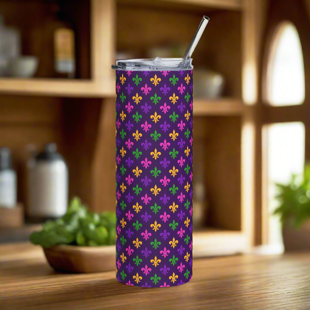 Mardi Gras Fleur-de-Lis 20oz Stainless Tumbler