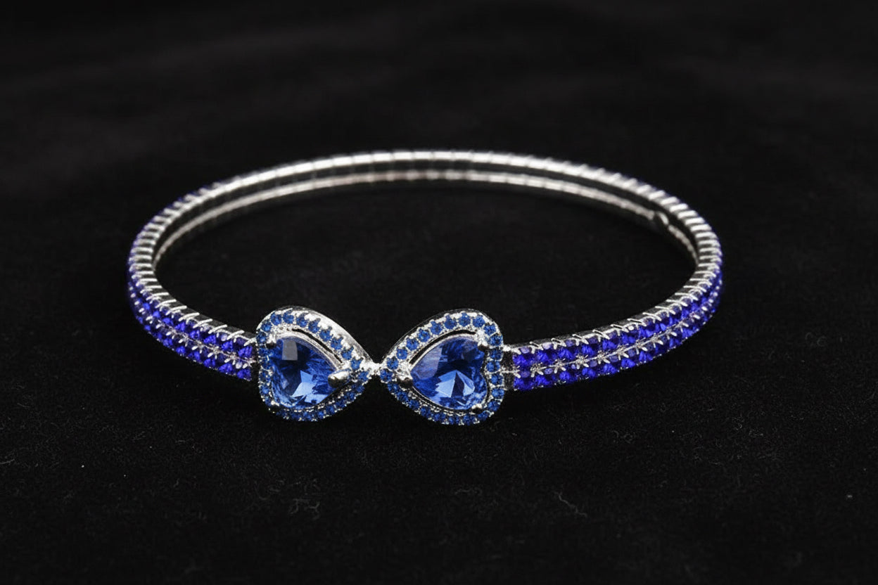 Double Heart End Rhinestone Spring Wrap Bracelet