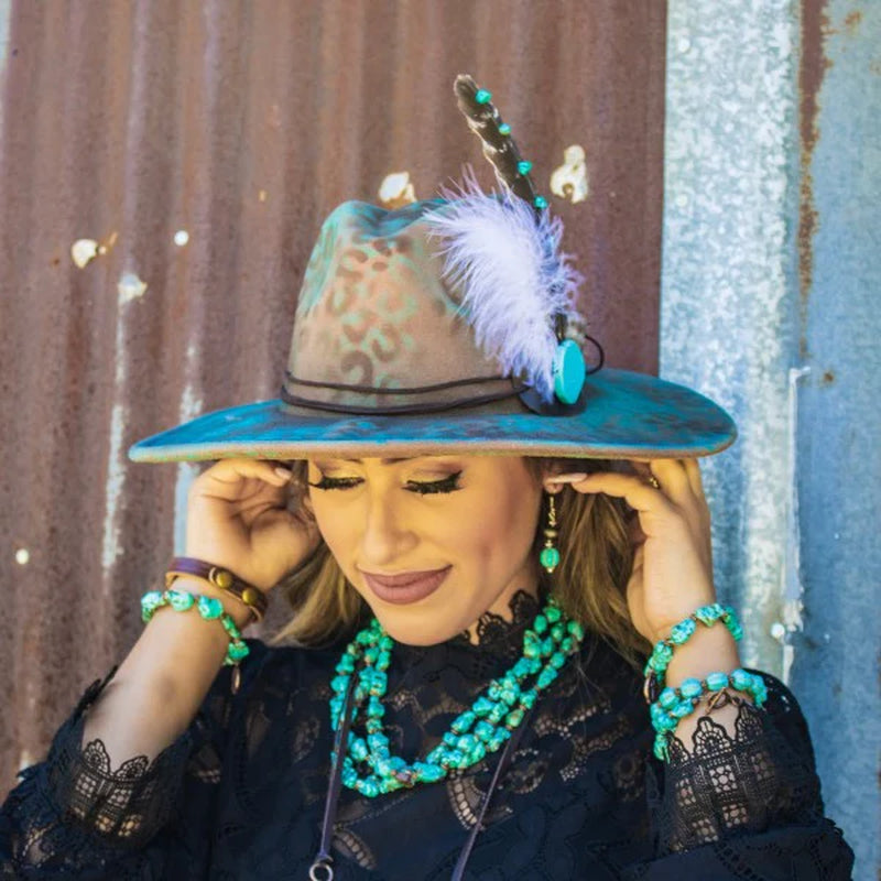 Western Blue Turquoise W/ Silver Bead Drop Earring