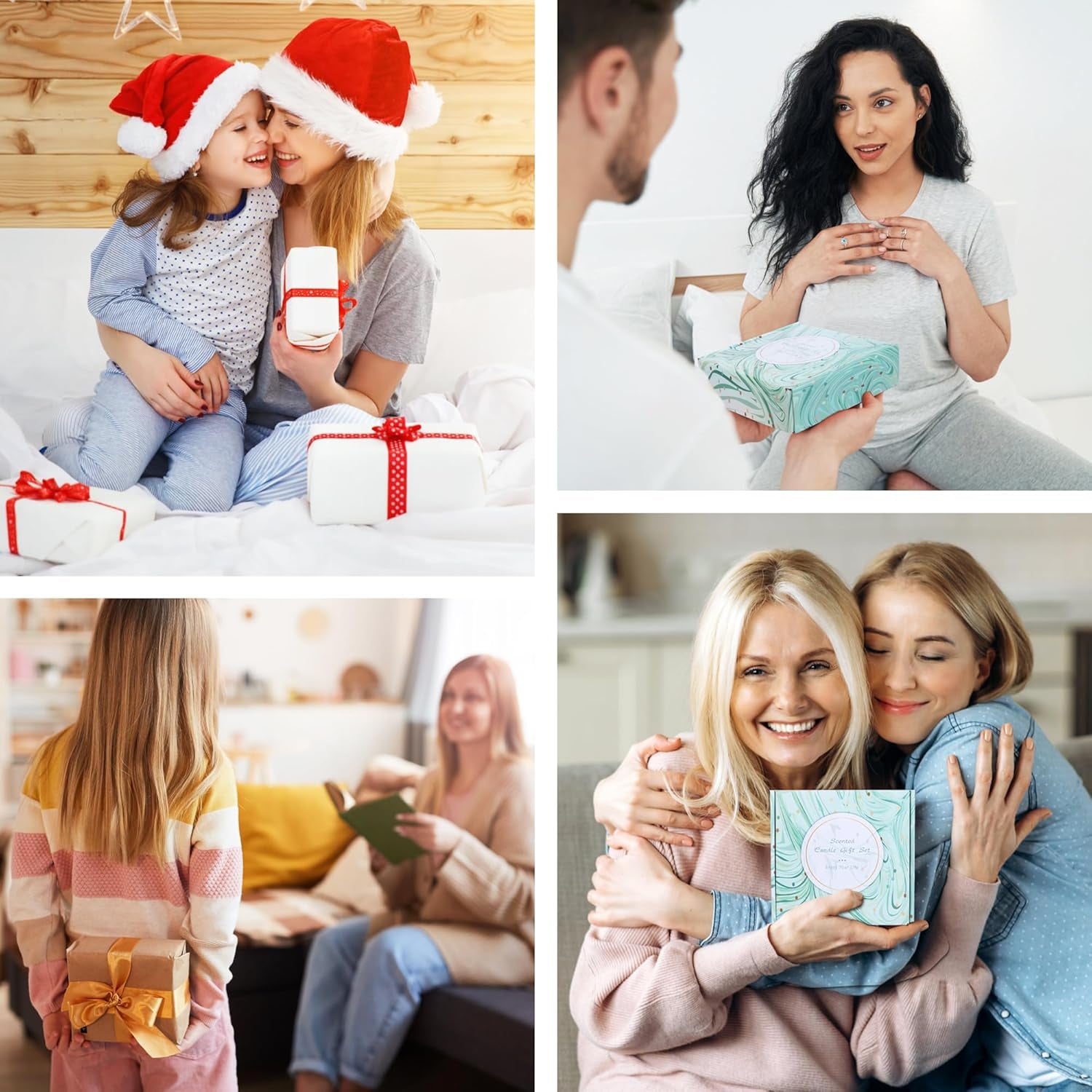 Christmas Candle Gifts - Scented Candles Gifts Set for Women, 4 Packs Aromatherapy Candles for Home Scented, 120H Long Burning Natural Soy Wax Candles Set for Birthday, Mother'S Day, Valentine'S Day