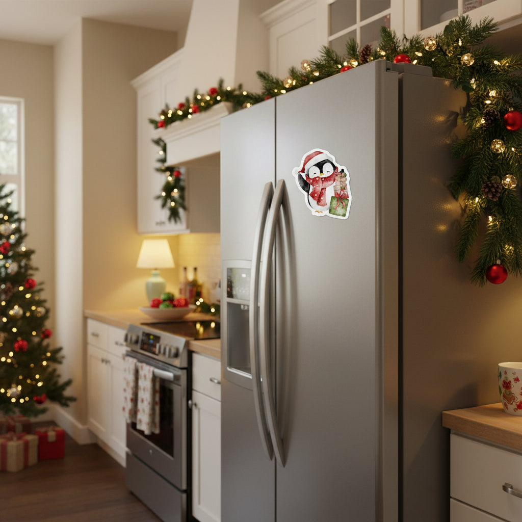 Penguin with Gifts Fridge Magnet
